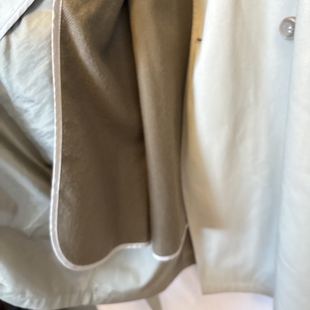 Stafford Trench Coat Dlb Breasted Overcoat Zip Liner Mens 46L Khaki Poly Cotton - Picture 6 of 7